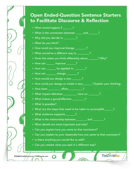 Open Ended-Question Sentence Starters to Facilitate Classroom Discourse Activity